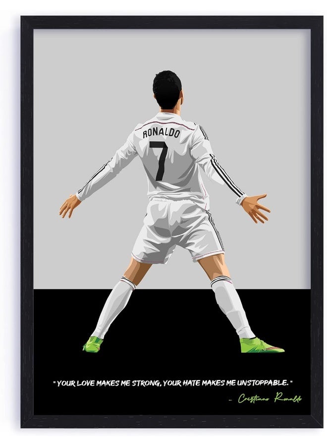 QUOTE - UNQUOTE ART Cristiano Ronaldo Poster Real Madrid - Original Football Illustration - Minimalist Modern Art - 11x14 inches - Black Frame - Image 2