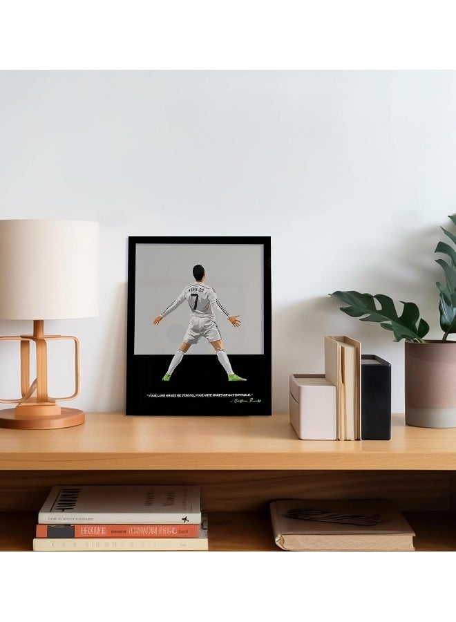 QUOTE - UNQUOTE ART Cristiano Ronaldo Poster Real Madrid - Original Football Illustration - Minimalist Modern Art - 11x14 inches - Black Frame - Image 5