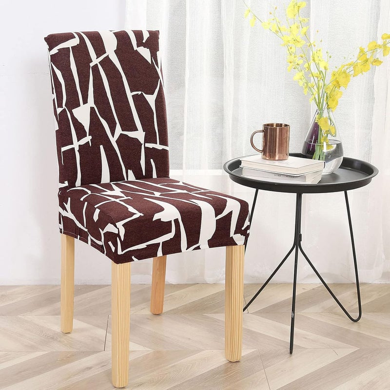 Stretch Chair Slipcovers, Milk Silk Print Soft Stretch Chair Covers, Removable and Washable Chair Cover, Suitable for Restaurant, Wedding, Hotel Banquet, (Impressionism-Coffee) 8pcs - Image 2
