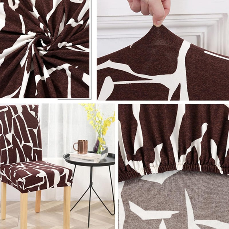 Stretch Chair Slipcovers, Milk Silk Print Soft Stretch Chair Covers, Removable and Washable Chair Cover, Suitable for Restaurant, Wedding, Hotel Banquet, (Impressionism-Coffee) 8pcs - Image 4