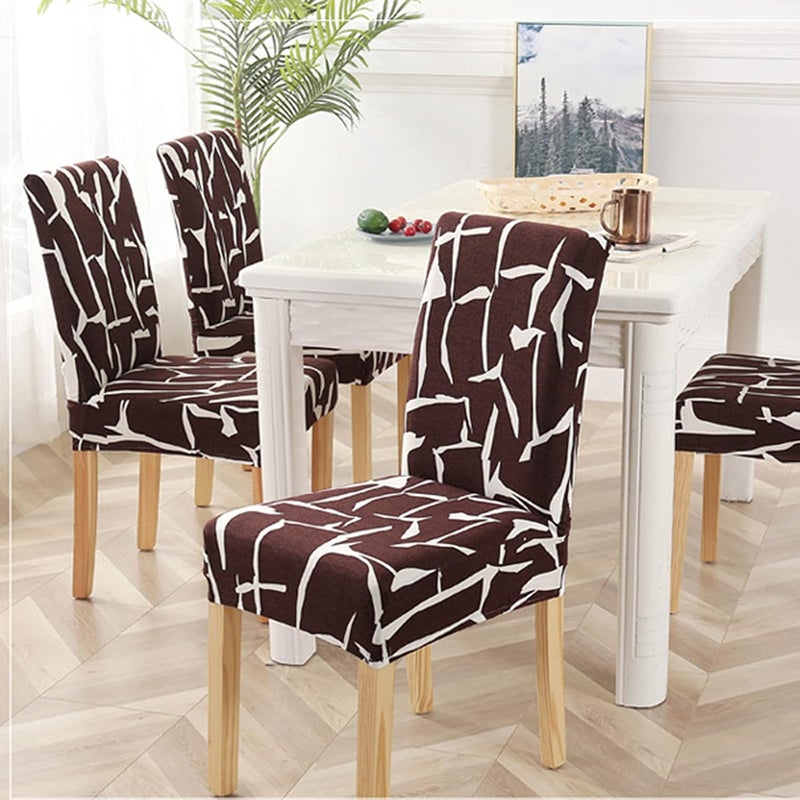 Stretch Chair Slipcovers, Milk Silk Print Soft Stretch Chair Covers, Removable and Washable Chair Cover, Suitable for Restaurant, Wedding, Hotel Banquet, (Impressionism-Coffee) 8pcs - Image 3