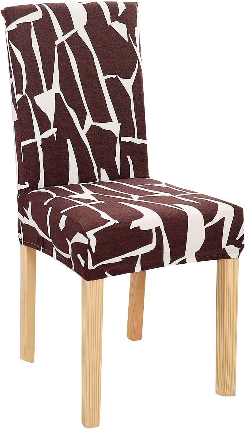 Stretch Chair Slipcovers, Milk Silk Print Soft Stretch Chair Covers, Removable and Washable Chair Cover, Suitable for Restaurant, Wedding, Hotel Banquet, (Impressionism-Coffee) 8pcs - Image 1