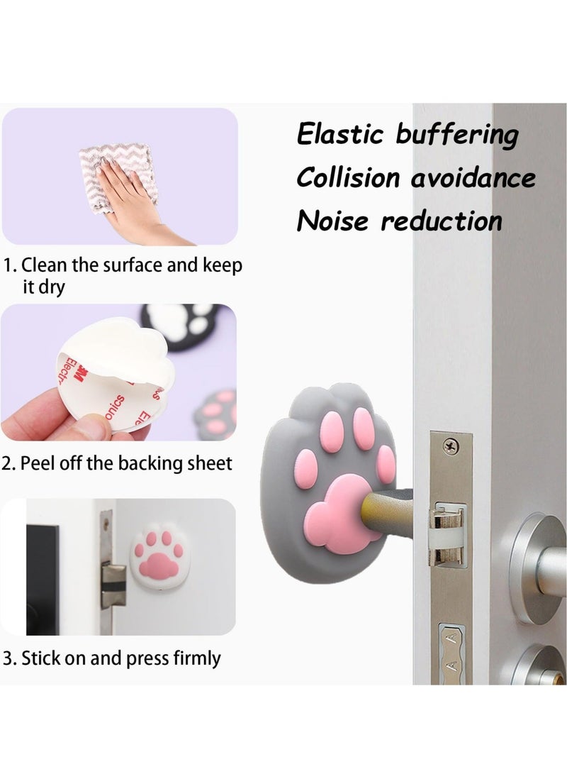 كابتن تيك 8 Pcs Door Stoppers for Wall, Door Knob Wall Protector Door Silencer Wall Covering Panels Door Bumper Self Adhesive Cat's Paw Wall Decor(4 color *2) - Image 4