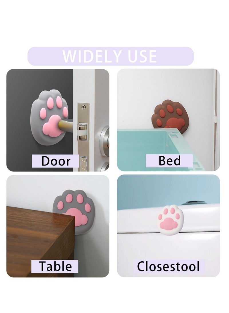 كابتن تيك 8 Pcs Door Stoppers for Wall, Door Knob Wall Protector Door Silencer Wall Covering Panels Door Bumper Self Adhesive Cat's Paw Wall Decor(4 color *2) - Image 5