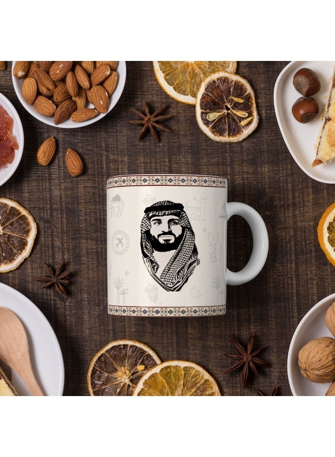 جالادون كوب قهوة سيراميك بورسلين سعة 11 أونصة بتصميم المملكة العربية السعودية مستوحى من الشرق الأوسط مناسب للاستخدام اليومي هدية تذكارية رائعة للعيد والعطلات - Image 2