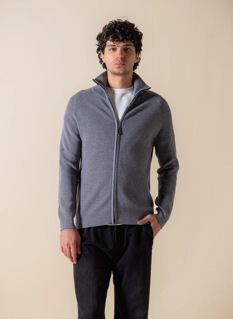 SHAPES KNITTED ZIP-UP CARDIGAN