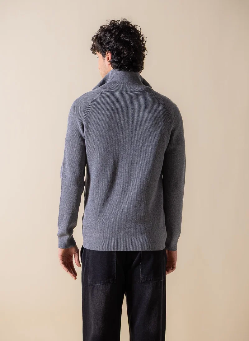 SHAPES KNITTED ZIP-UP CARDIGAN