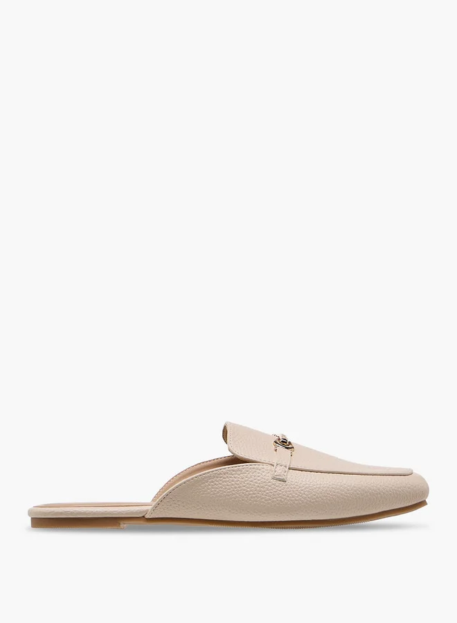 Flora Bella By Shoexpress Women Textured Slip-On Mules with Metal Accent