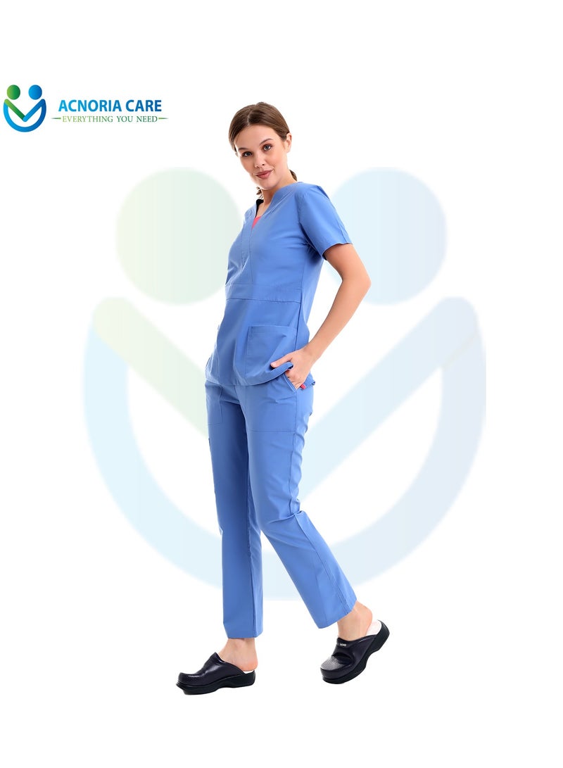 ACNORIA CARE Women's Medical Scrubs Consisting Of Two Pieces A Blouse And Pants, 35% Cotton And 65% Polyester Blue Color - Size XXL - From Acnoria Care - Image 5