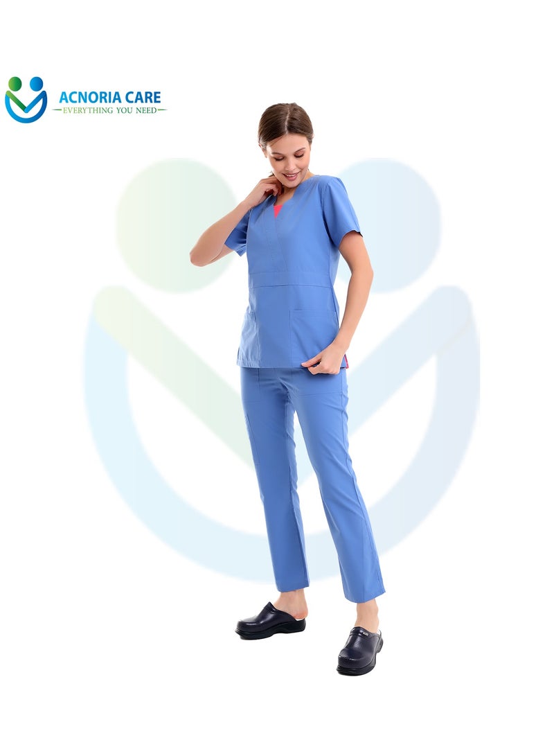 ACNORIA CARE Women's Medical Scrubs Consisting Of Two Pieces A Blouse And Pants, 35% Cotton And 65% Polyester Blue Color - Size XXL - From Acnoria Care - Image 2
