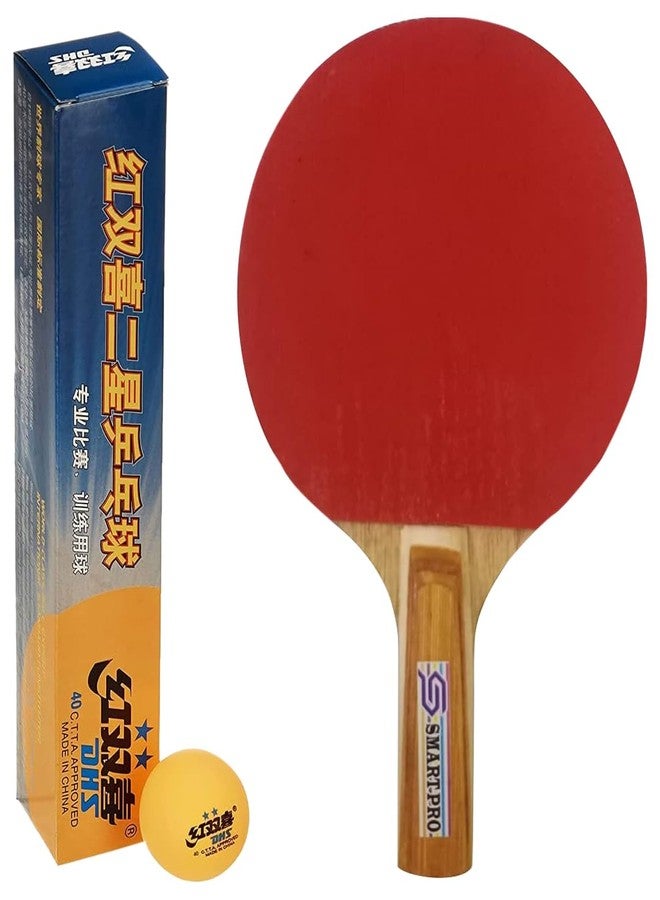 دي إتش أس كرة تنس الطاولة DHS 40 مم، نجمتان برتقاليتان (علبة من 6 قطع) 60 قطعة مع مضرب تنس الطاولة الذكي PRO Moon - Image 1