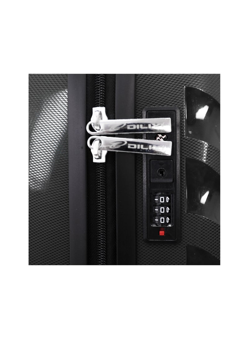 DILIXI حقيبة سفر صلبة بعجلات مجموعة 3 قطع، أسود (S-20، M-24، L-28 بوصة) - Image 4