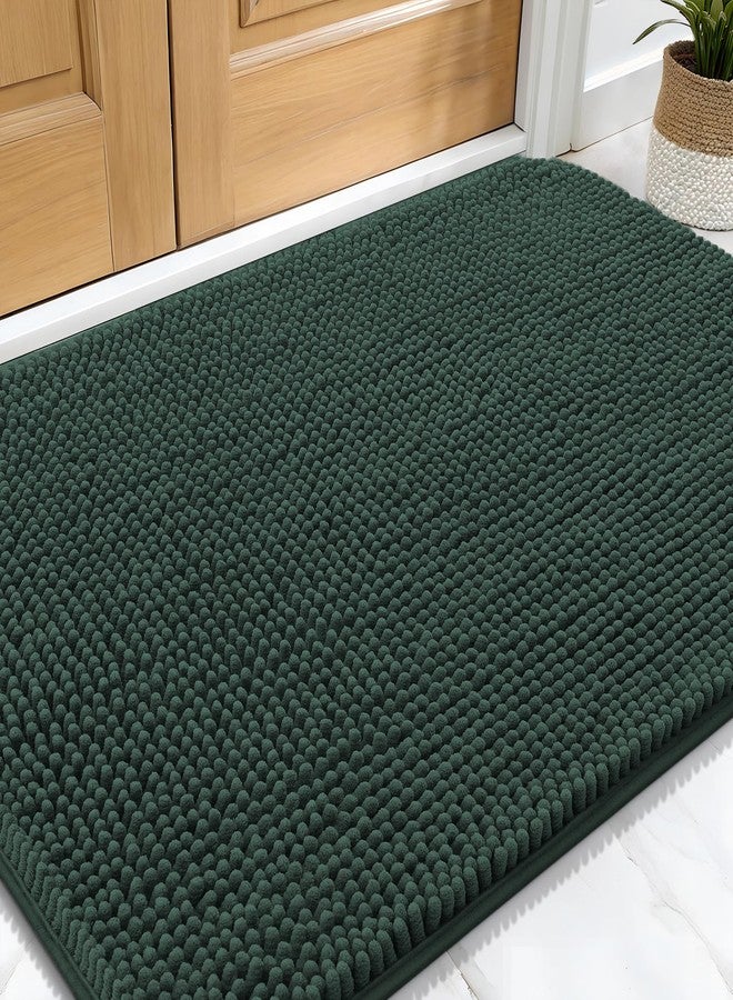 OLANLY Dog Door Mat for Muddy Paws 30x20, Absorbs Moisture and Dirt, Absorbent Non-Slip Washable Doormat, Quick Dry Chenille Mud Mat, Entry Indoor Entryway Carpet for Inside Floor, Blackish Green - Image 1
