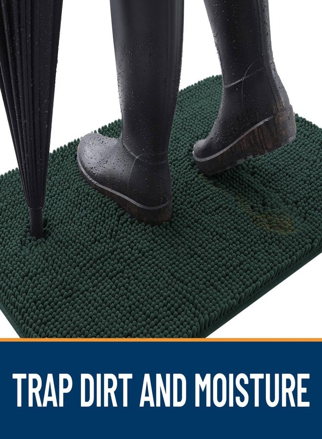 OLANLY Dog Door Mat for Muddy Paws 30x20, Absorbs Moisture and Dirt, Absorbent Non-Slip Washable Doormat, Quick Dry Chenille Mud Mat, Entry Indoor Entryway Carpet for Inside Floor, Blackish Green - Image 2