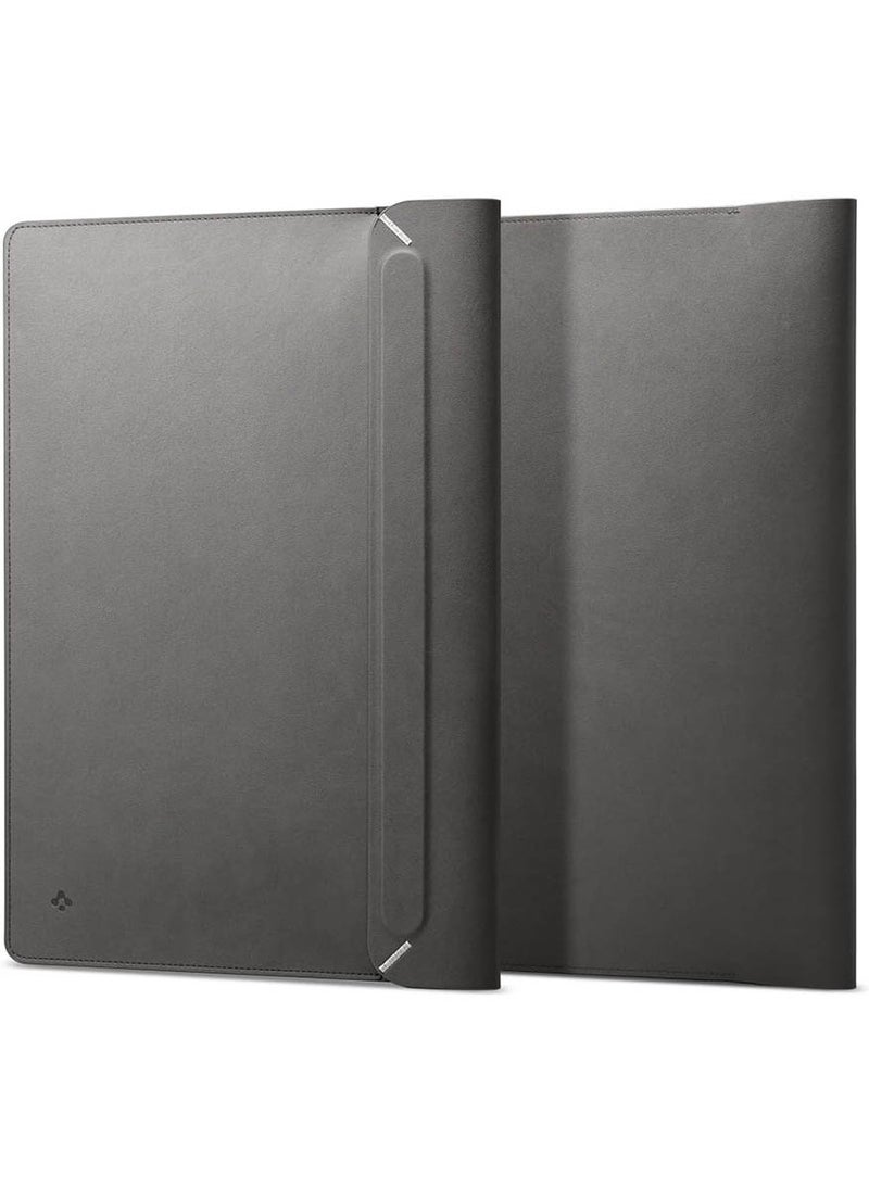 Spigen Laptop Sleeve Valentinus 15 15.6 16 inch, for MacBook Pro, Built in Magnetic Flap, Leather Laptop Case Cover, Laptop Pouch Bag - City Gray  - Image 1