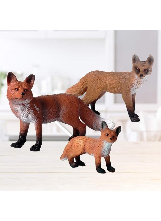 Toddmomy - Toddmomy Fox Toy Figurine 3Pcs Red Fox Animal Toys Plastic Fox Toys Wild Animal Figure Jungle Animal Fox Playset Cake Topper Fox Party Favors Educational Toy Christmas Birthday Supplies - Image 1