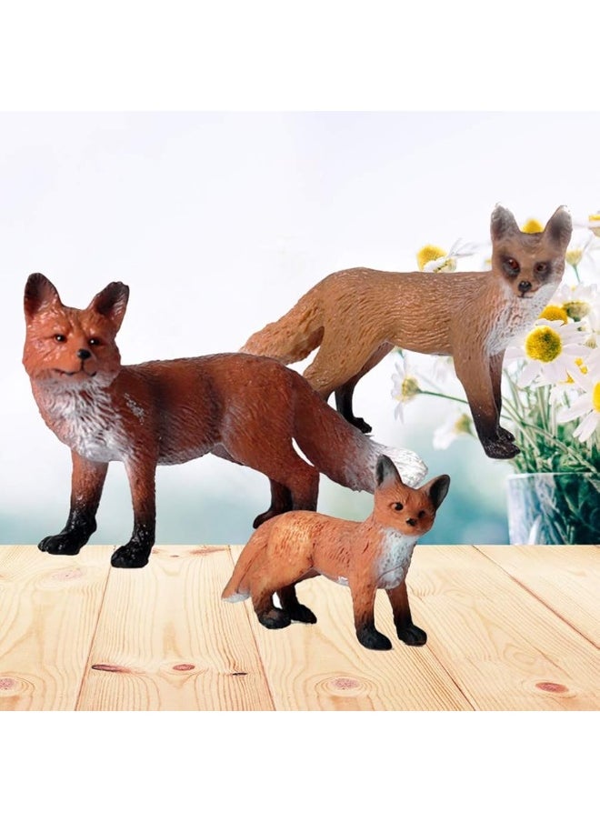 Toddmomy - Toddmomy Fox Toy Figurine 3Pcs Red Fox Animal Toys Plastic Fox Toys Wild Animal Figure Jungle Animal Fox Playset Cake Topper Fox Party Favors Educational Toy Christmas Birthday Supplies - Image 1