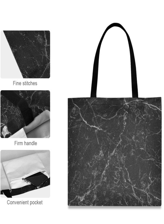 visesunny Women's Large Canvas Tote Shoulder Bag Black White Stripe Top Storage Handle Shopping Bag Casual Reusable Tote Bag for Beach,Travel,Groceries,Books - Image 3