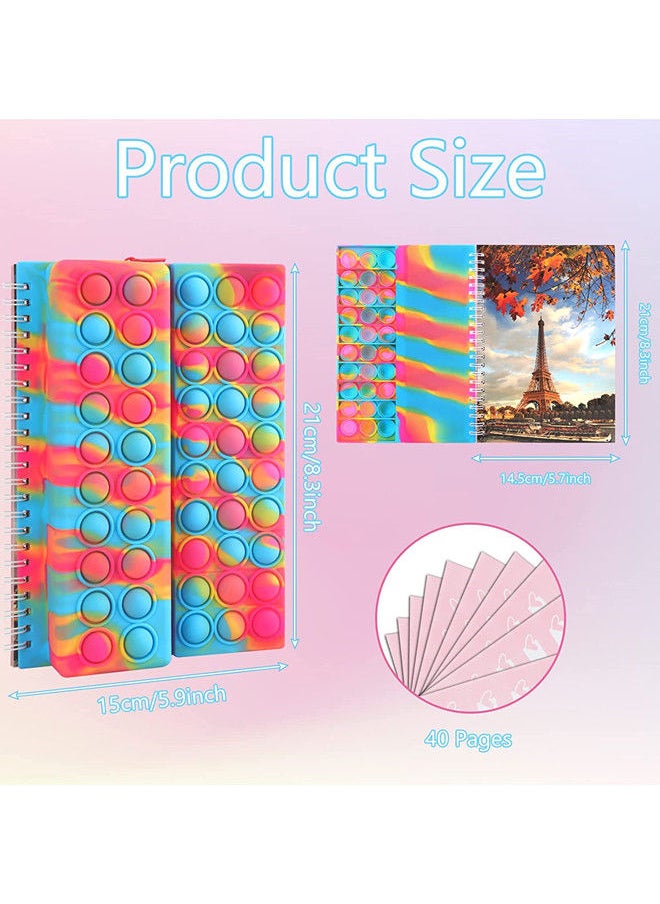 ISank - Pop Notebook Pencil Case,  Fidget Push It Bubble Toys Pencil Box Notebook 2 in 1 Design, Relieve Stress Spiral Notebooks A5 Office  Stationery - Image 1
