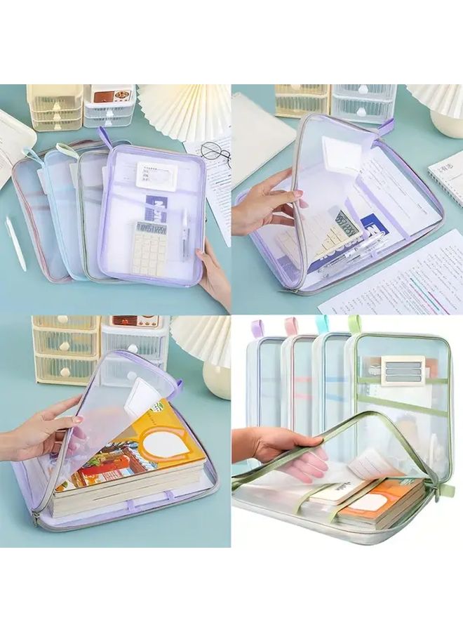 Blue Zipper File Organizer Clear Front Window Lightweight Portable - Image 4