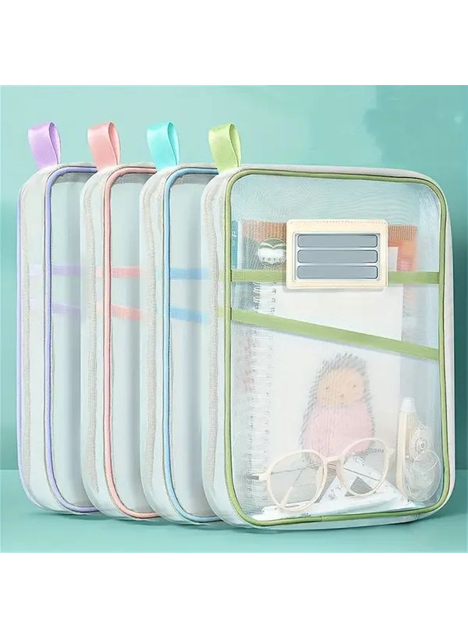 Blue Zipper File Organizer Clear Front Window Lightweight Portable - Image 3
