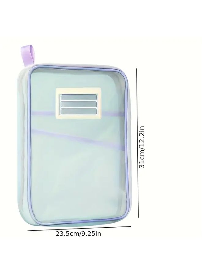 Blue Zipper File Organizer Clear Front Window Lightweight Portable - Image 2