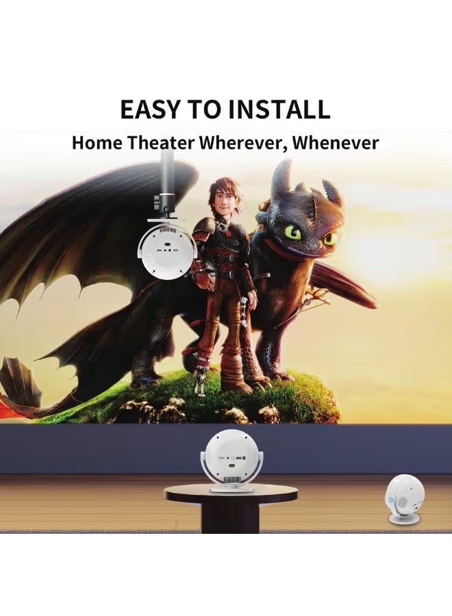 borrego Smart10 Portable Projector with 360° Rotation, 4K Support, 220 Lumens Brightness, Auto Keystone Correction, WiFi & Bluetooth, Built-in Apps, HDMI, Android 11.1 – Compact White Design - Image 3