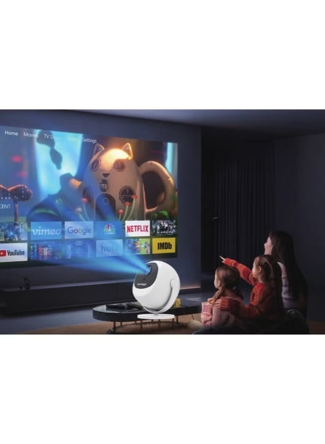 borrego Smart10 Portable Projector with 360° Rotation, 4K Support, 220 Lumens Brightness, Auto Keystone Correction, WiFi & Bluetooth, Built-in Apps, HDMI, Android 11.1 – Compact White Design - Image 5