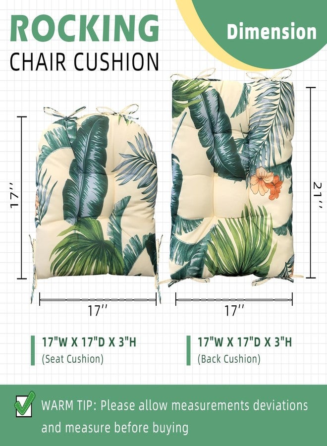 TESICA Waterproof Indoor Outdoor Rocking Chair Cushion Floral Patio Chair Pad Soft Seat Cushion for Porch Patio Bedroom Orange Grey - Image 5