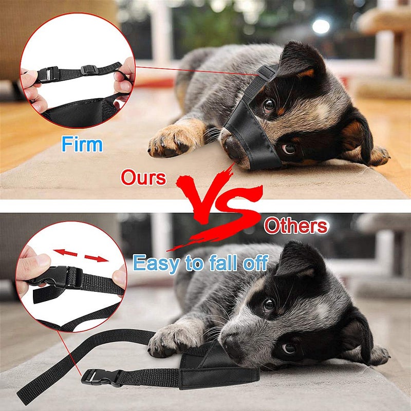 ewinever 5Pcs/Set Adjustable Breathable Safety Small Medium Large Extra Dog Muzzles for Anti-Biting Anti-Barking Anti-Chewing Safety Protection(Black) - Image 4