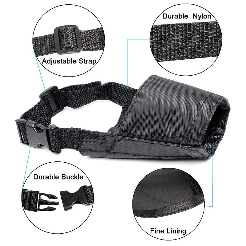 ewinever 5Pcs/Set Adjustable Breathable Safety Small Medium Large Extra Dog Muzzles for Anti-Biting Anti-Barking Anti-Chewing Safety Protection(Black) - Image 5