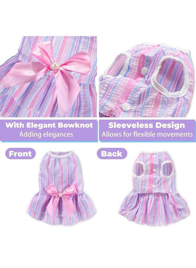 2 Pack Dog Dresses, Puppy Princess Dresses with Sweet Bowknot, Cute Dog Clothes for Small Dogs Girl for Spring Summer (Pink Purple, XX-Small) - Image 4