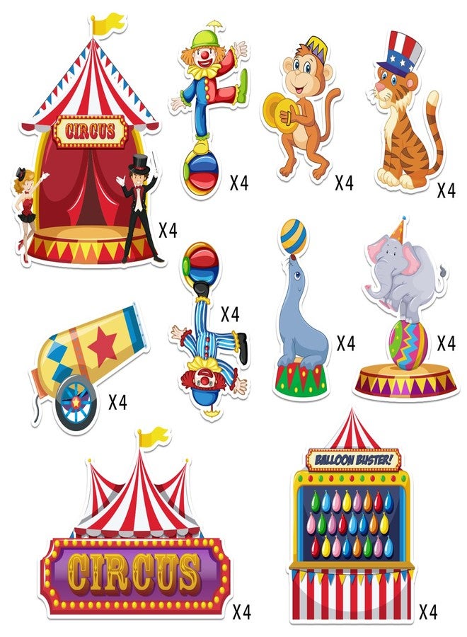 Glodecart 40PCS Carnival Circus Cutouts - Juggling Tent Cut-Outs for Circus Party Decorations, Birthday Party Supplies - Image 3