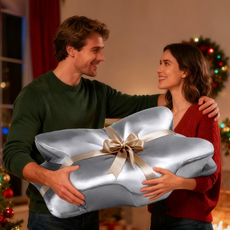 CCidea Cervical Neck Support Pillow for Sleeping & Pain Relief â€“ Ergonomic Contour Memory Foam Pillows for Side/Back/Stomach Sleepers, 2 Heights with Removable Silk Satin Cover - Gifts for Men & Women - Image 3