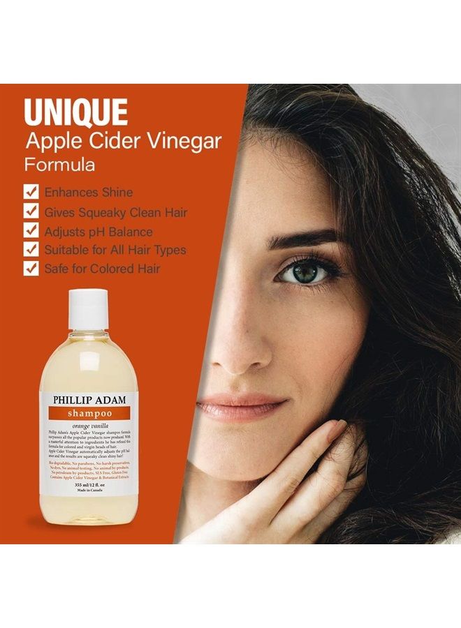 PHILLIP ADAM Orange Vanilla Shampoo for Shiny Hair - Enriched with Apple Cider Vinegar - Sulfate Free - 12 Ounce - Image 3