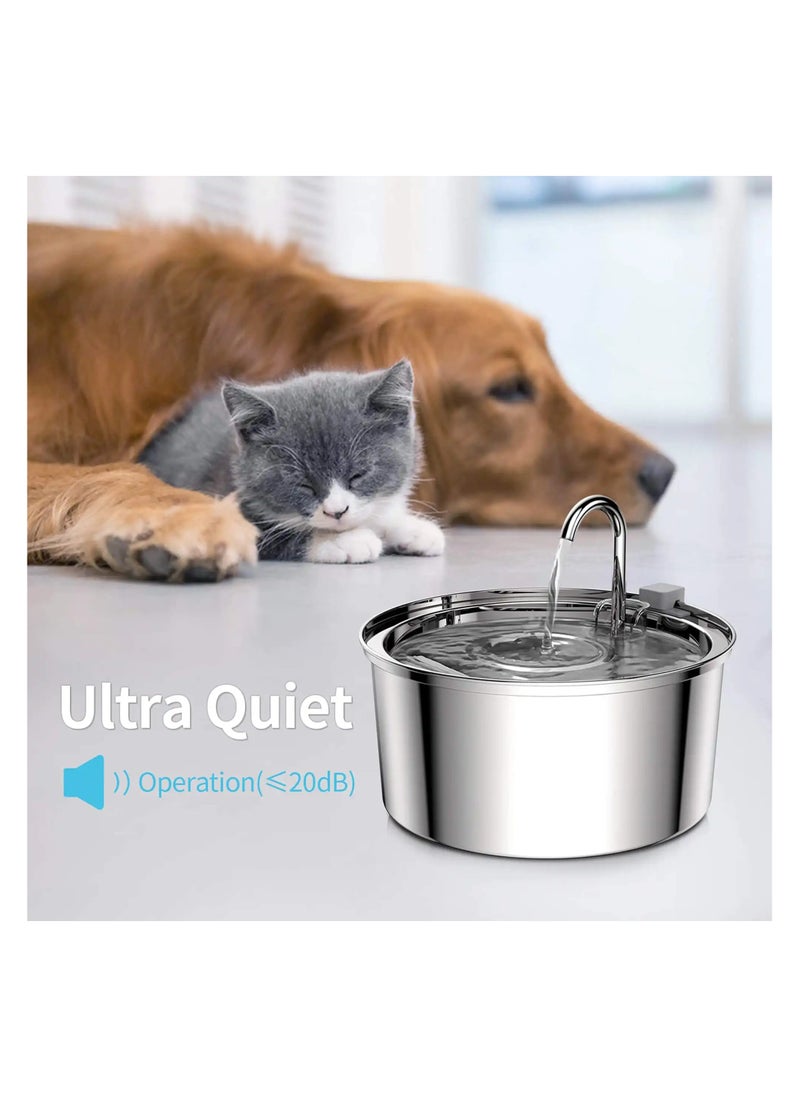 Petwant 2.2L Stainless Steel Automatic Pet Water Dispenser - Ultra-Quiet Fountain for Cats and Dogs  - Image 1