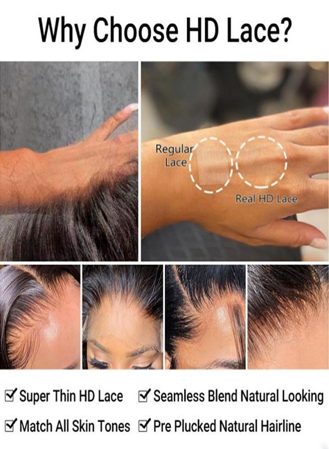 Venice Hair Real HD Lace Closure only 0.10mm Ultra-thin Invisible Crystal HD Lace Pre Plucked with Baby Hair Straight Human Hair Lace Frontal Closure (2x6 HD Body, 14 Inch) - Image 4