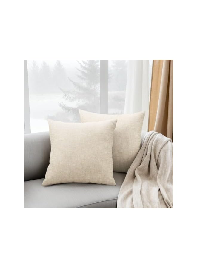 The Bros Cushion Covers Boho Pillow Covers for Living Room,2 PCS 18x18 Inch Boho Decorative Throw Pillow Covers Premium Cotton Linen Fabric with Soft and Cozy Feel,Stylish Home Decor (Beige) - Image 3