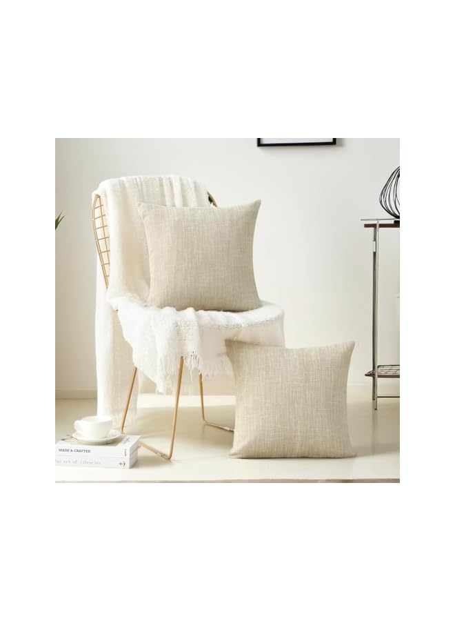 The Bros Cushion Covers Boho Pillow Covers for Living Room,2 PCS 18x18 Inch Boho Decorative Throw Pillow Covers Premium Cotton Linen Fabric with Soft and Cozy Feel,Stylish Home Decor (Beige) - Image 5
