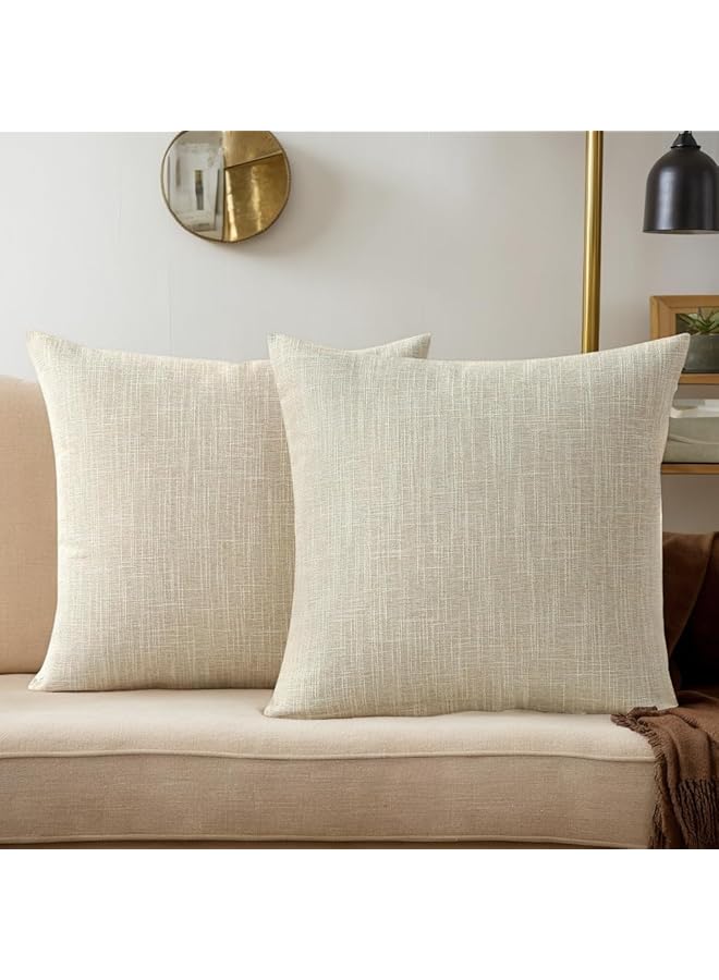 The Bros Cushion Covers Boho Pillow Covers for Living Room,2 PCS 18x18 Inch Boho Decorative Throw Pillow Covers Premium Cotton Linen Fabric with Soft and Cozy Feel,Stylish Home Decor (Beige) - Image 1