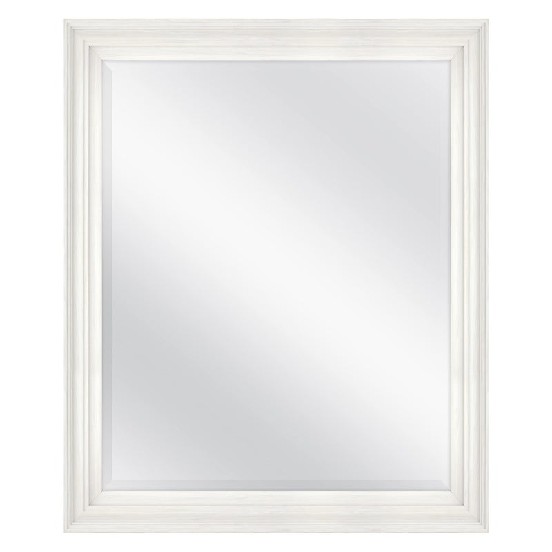 MCS Ezra 2866x3466 Large Wall Mirror White Woodgrain  Beveled Mirror Vertical  Horizontal Wall Hanging Mirror for Bathroom Bedroom  Livingroom