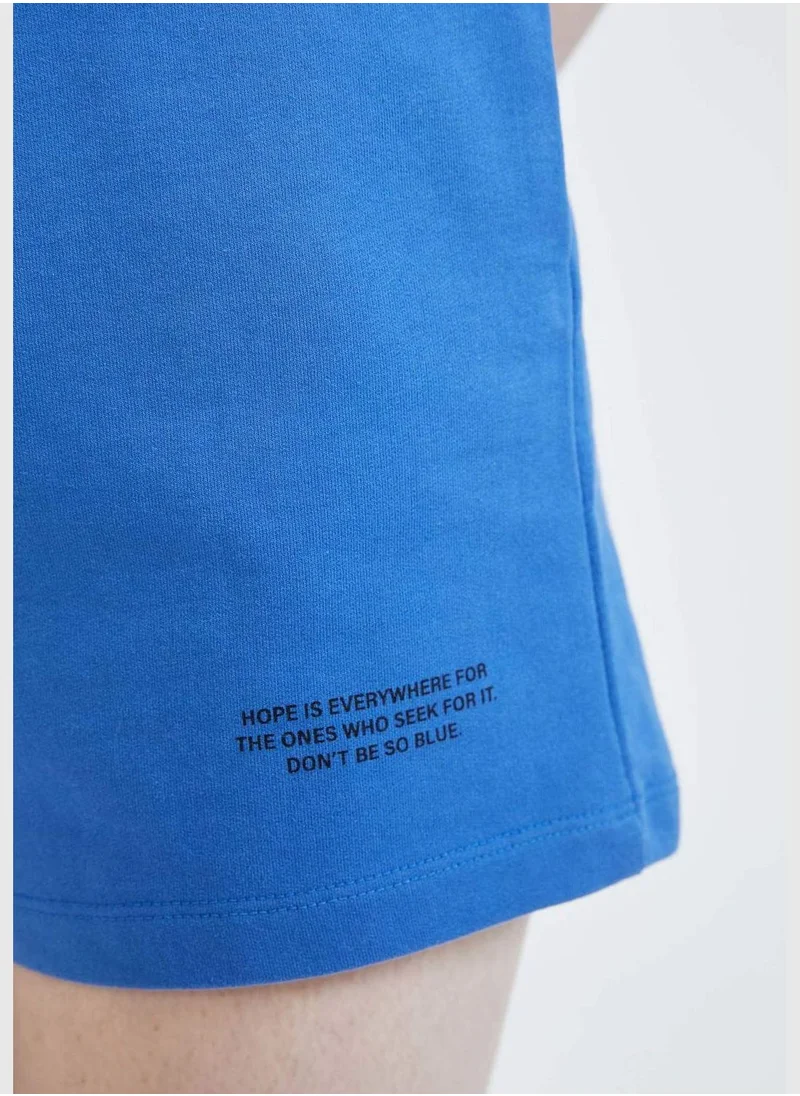 DeFacto Fitted Slogan Print Mini Short