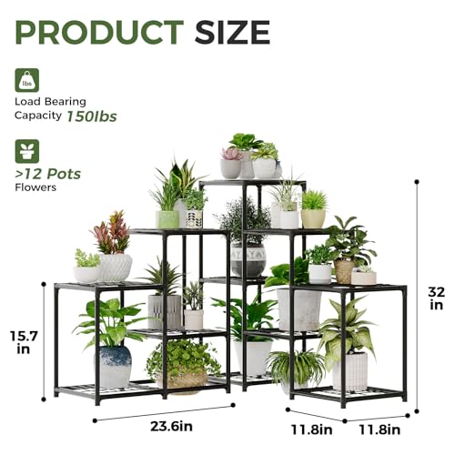Bamworld Corner Plant Stand Indoor Metal Plant Shelf 5Tier 11 Potted Flower Shelves Garden Black Plant Holder Rack for Garden Living Room Patio Morden Home Decor Gardening Gifts - Image 3