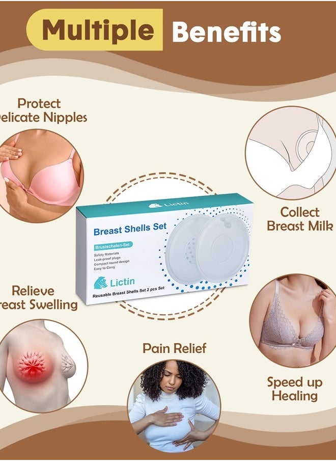 Lictin Milk Collector Catcher for Breastmilk - Breast Shells & Milk Catcher for Breastfeeding Relief (2 in 1), Protect Sore Nipples for Breastfeeding, Collect Breast Milk Leak for Nursing Moms  - Image 4