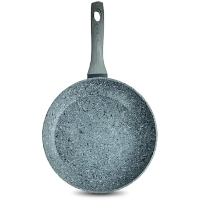 Nautilus Kitchenware Frypan 28Cm Forged Aluminium Marble Non Stick Coating Frying Pan Pfoa Free Dishwasher Safe Skillet Soft Touch Handle Cookware  Marble Grey - Image 1