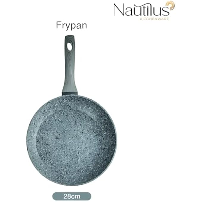 Nautilus Kitchenware Frypan 28Cm Forged Aluminium Marble Non Stick Coating Frying Pan Pfoa Free Dishwasher Safe Skillet Soft Touch Handle Cookware  Marble Grey - Image 2