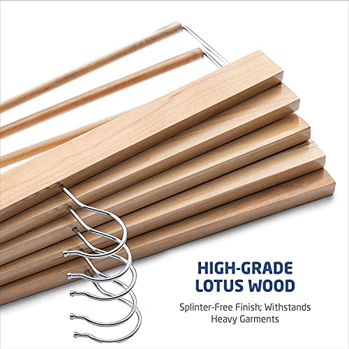 Aakriti Wooden Slack/Trouser Pants Hangers with Non-Slip Bar | Durable Smooth Finish Wooden Cloth Hangers | Slim Space-Saving Closet Organizers with 360° Swivel Hook (Set of 36) - Image 4