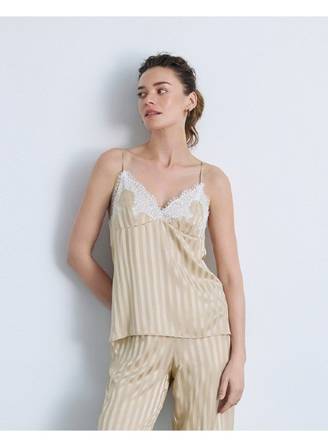 AIMER Embroidered Lace Striped Spaghetti Strap Camisole For Women - Image 1