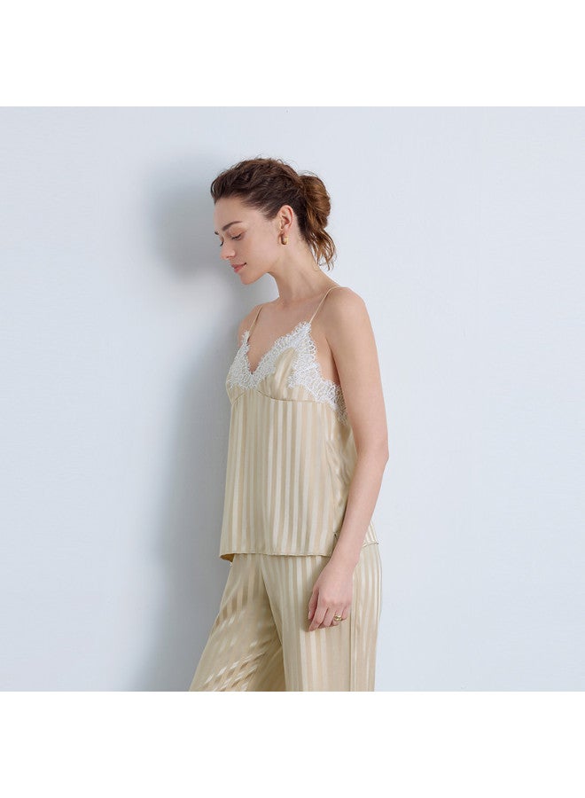 AIMER Embroidered Lace Striped Spaghetti Strap Camisole For Women - Image 3