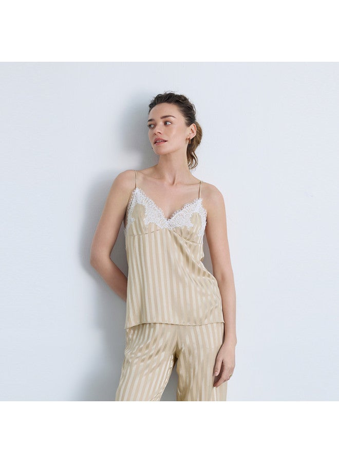 AIMER Embroidered Lace Striped Spaghetti Strap Camisole For Women - Image 2